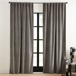 POTTERY BARN velvet twill blackout curtains SET 2 gray flagstone NWT $350 50x96